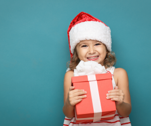 child holding a gift