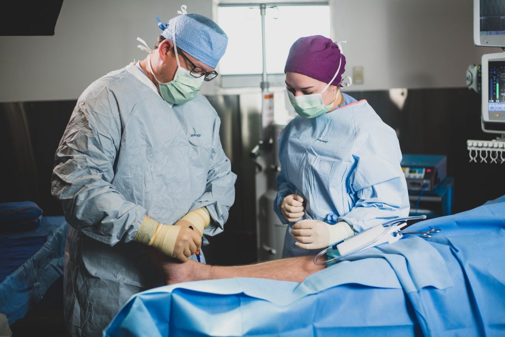 Dr. Jason Bailey performs a foot & ankle surgical procedure at Faith Regional Health Services.