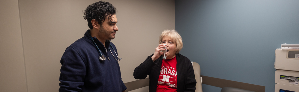Dr. Khalil with pulmonology patient