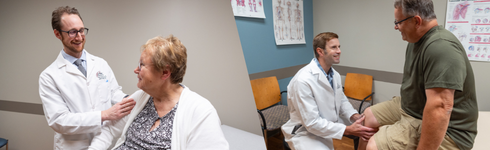 Dr rickert with shoulder replacement patient, Dr. Lammli with knee replacement patient